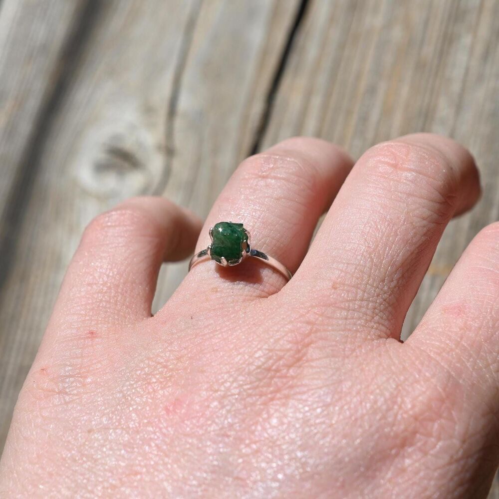 Engagement ring Natural Emerald Ring, Raw Emerald Ring, , Rough Emerald Ring, We